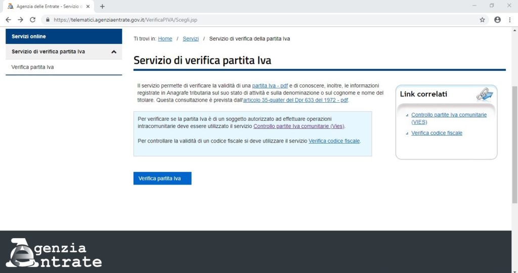 Servizio verifica partita Iva